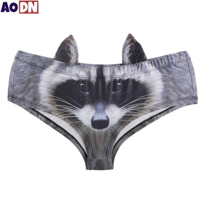 Elastic Low-waisted Women Lingerie 3D Ear Animals Printed Lady Panties Comfortable Wrap Buttocks Briefs Breathable Girl Knickers