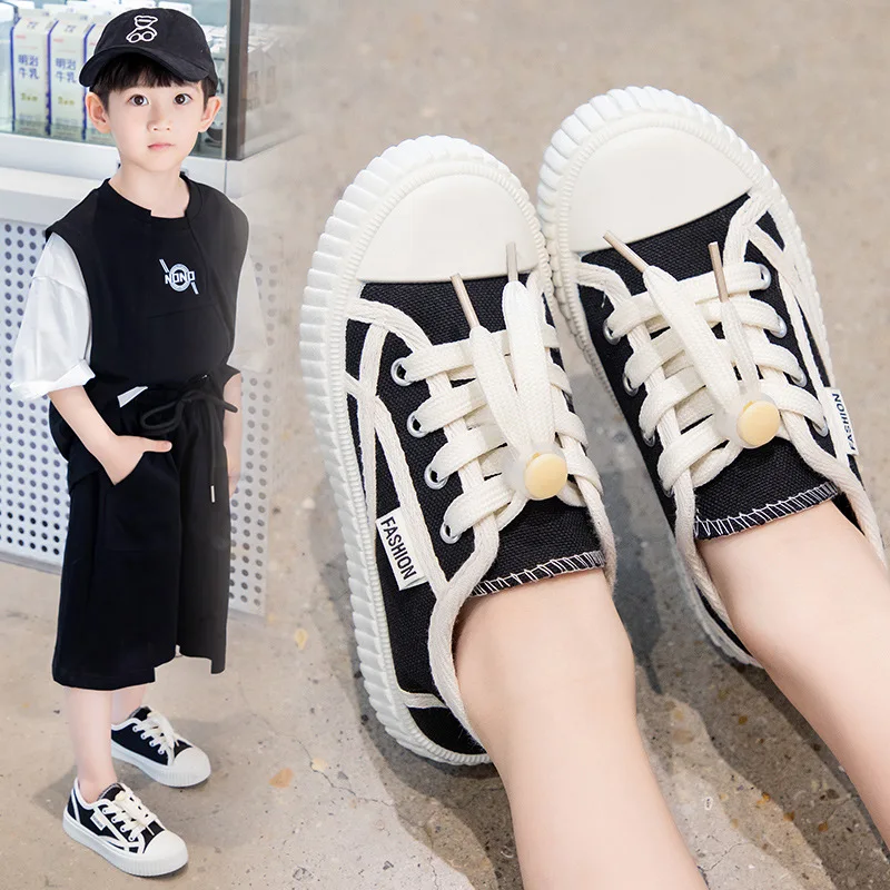 Fashion Girls Children Canvas Shoes Spring & Summer Breathable Boy Kids Sneakers Sports Casual Size 26-37