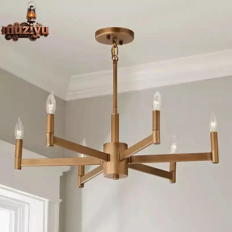 

Muziyu Modern Industrial Candle Chandelier Black Silver Gold Iron angle lamp Dining Room Lamp Room minimalist country hanging L