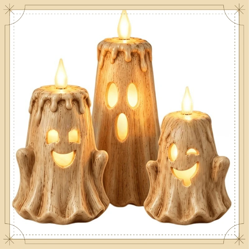 Ghost Candle Light 3D Craft Ornament Remote Control Ghost Lamp for Party Home Decor