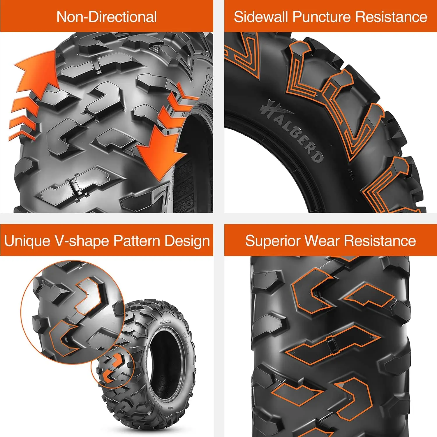 US Shipped  ATV UTV Off Road Tires 25x8-12 25x10-12 6PR Tubeless Set of 4 - view 3