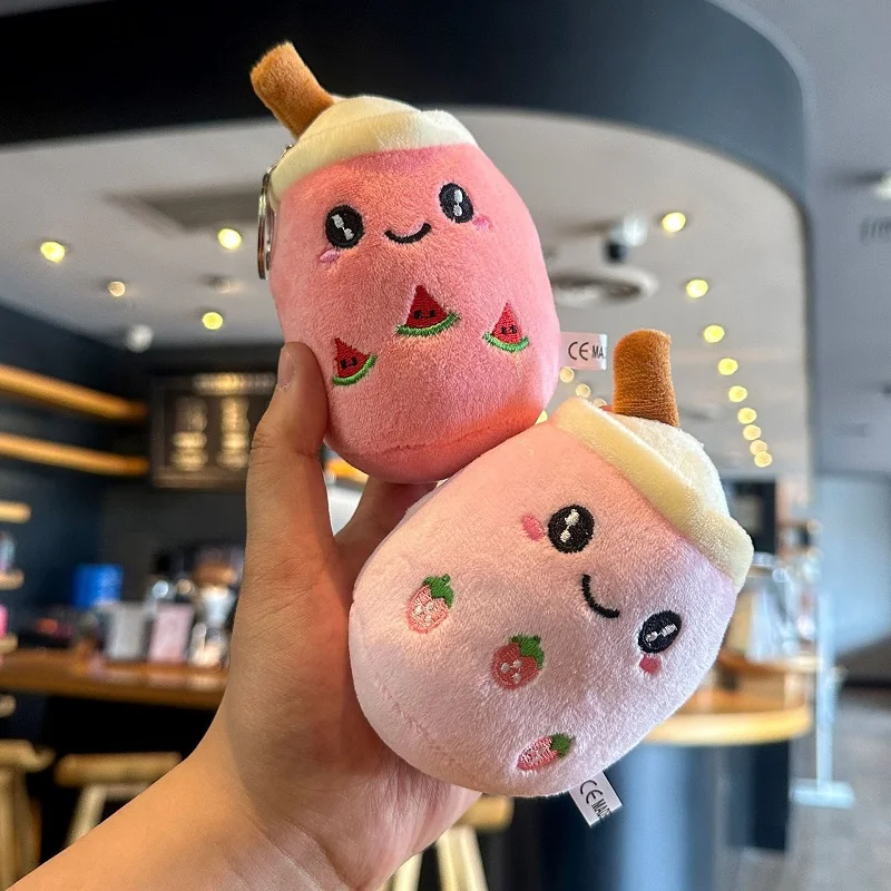 Gefüllte Bubble Tea Boba Plüschtier Schlüsselanhänger Früchtetee Boba Puppe Mini Plüschtiere Weiche Milchtee Kissen Rucksack Dekor für Kinder Geschenke