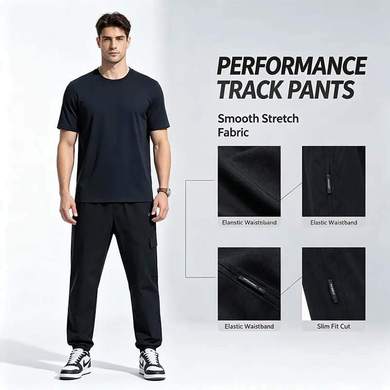 Nike Official Genuine Black Performance Track Pants, Smooth Stretch Fabric, Elastic Waistband,Lightweight Sport Pants HJ1991-010
