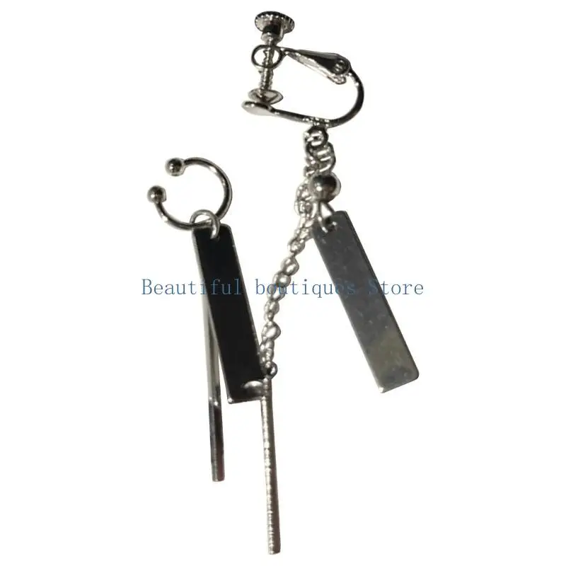 U4LF Sophisticated Tassels Ear Cuff Jewelry Long Dangle Ear Clip Not Piercing Earring Perfect for Enhancing Any Outfits