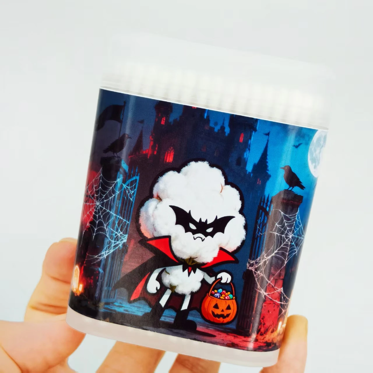 600개/1200개 할로윈 테마 미세 축 면봉 뱀파이어 디자인 면봉