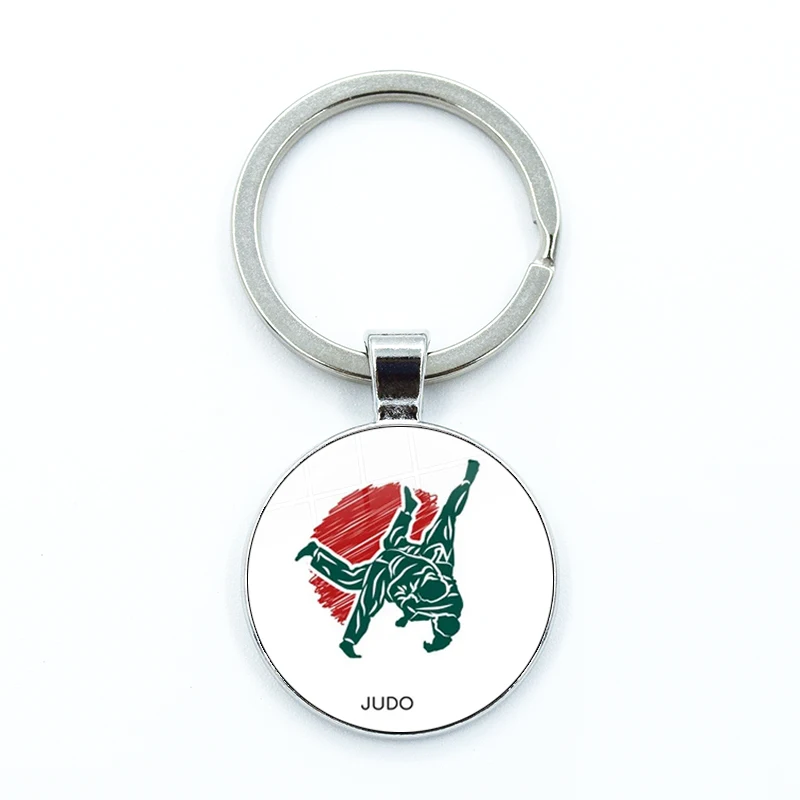 2024 Fashion Sports Judo Keychain Women and Men Practice Judo Karate Glass Keychain Jewelry Japanese Martial Arts Souvenir