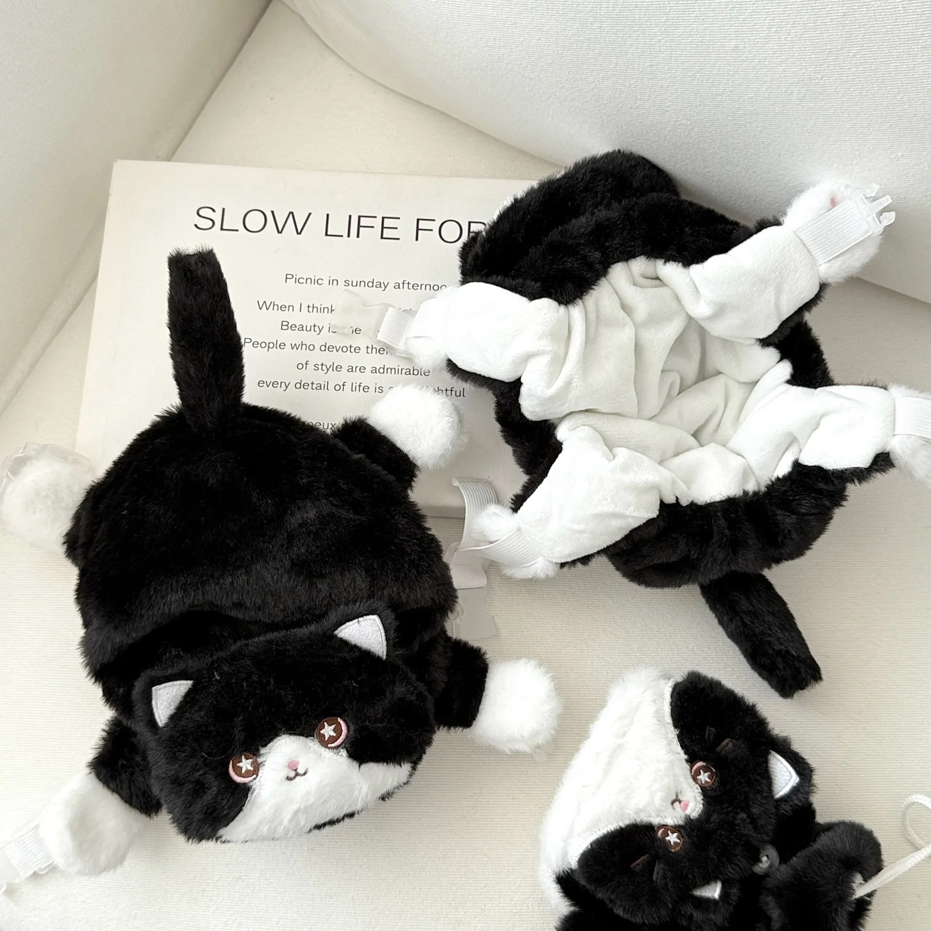 جديد لطيف الحليب القط أفخم الخريف والشتاء قفازات دافئة مقاومة البرد وشاح هريرة منصات الركبة #4