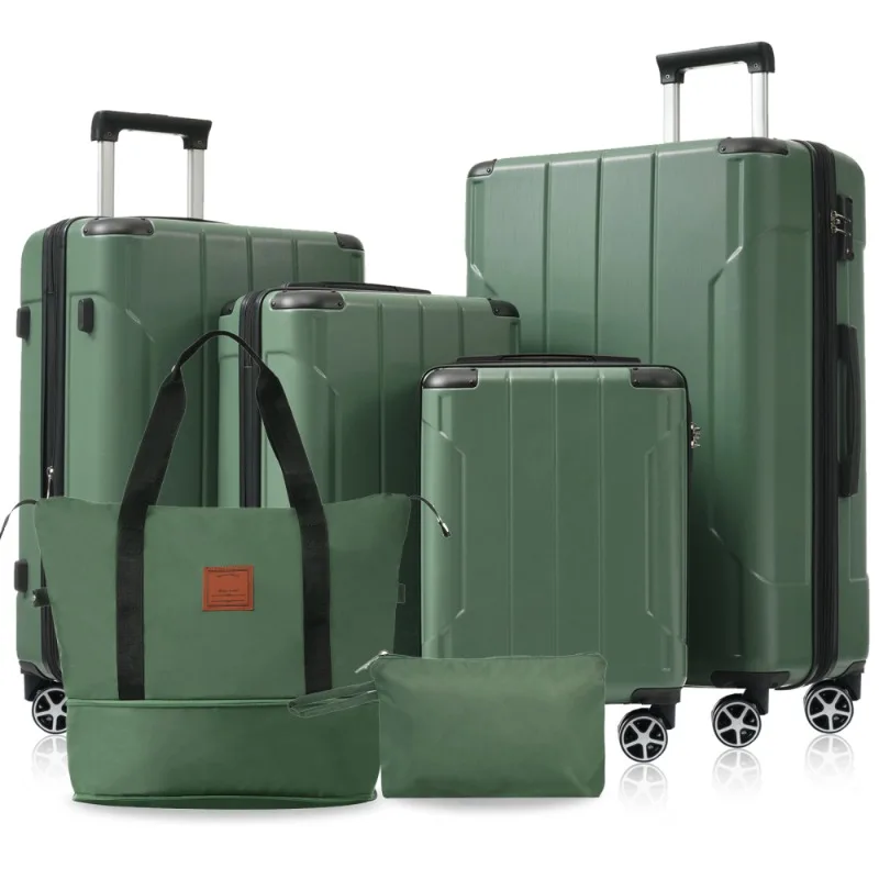 

Hardshell Luggage Sets 6 Piece Suitcase Set Expandable Lightweight with Dual Wheels TSA Lock for Men Women Green