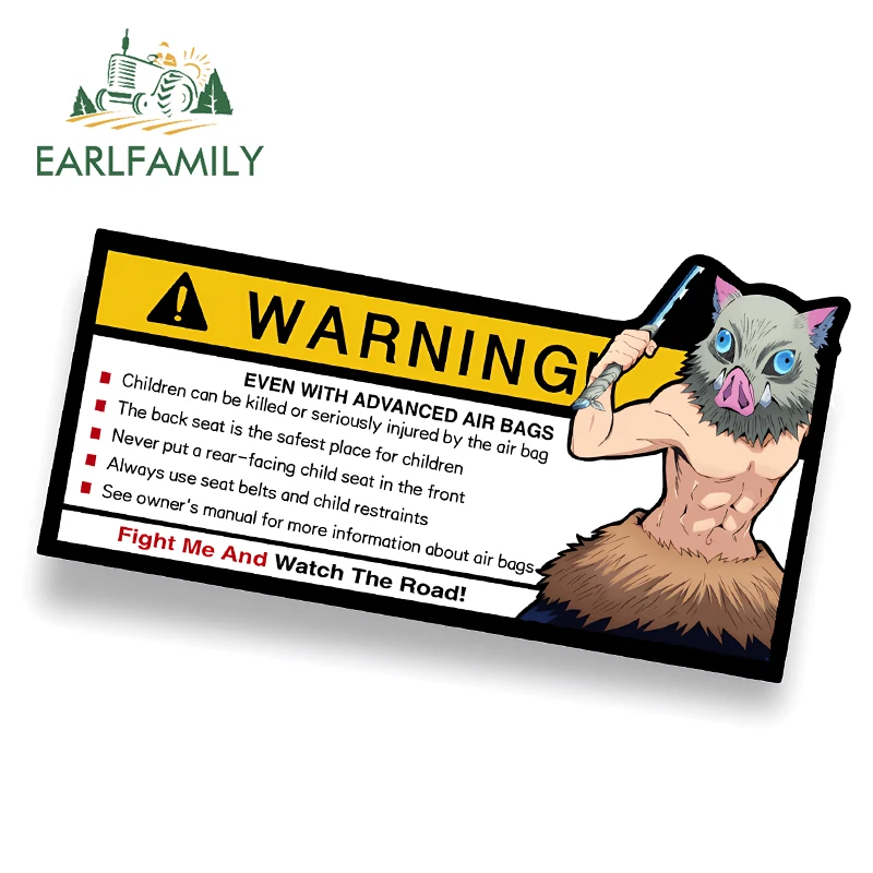 

Автомобильная наклейка EARLFAMILY 13 см x 7 см, мультяшная наклейка с изображением иносукэ, аниме, демон, драка, я и смотреть дорогу, наклейка с подушкой безопасности