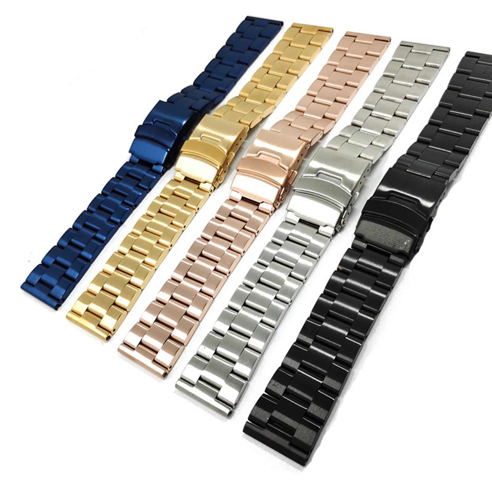 20/ 22/ 24mm Diver Strap with Double Snap Buckle Solid Steel Oyster Bracelet For Diving Watch Replacement Band Wristband