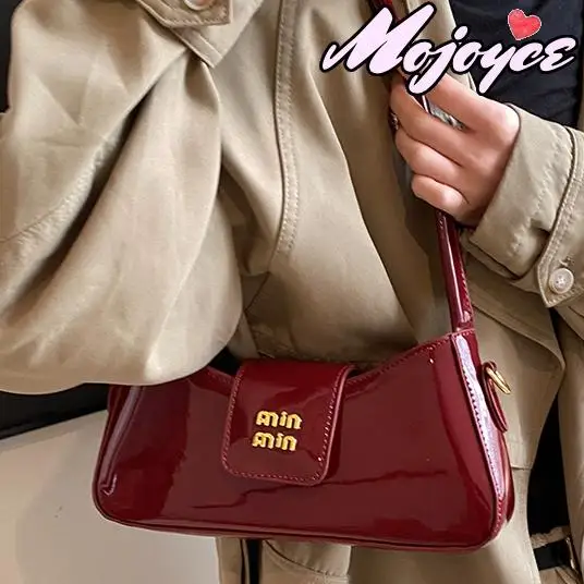 Patent Leather PU Women's Handbag minmin Letter Gold Buckle Armpit Bags Luxurious Design Fashion Girls Exquisite Shoulder Bags