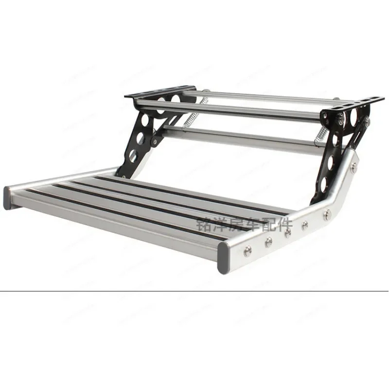 RV single-layer double-layer electric folding step trailer with light welcome pedal aluminum alloy manual step