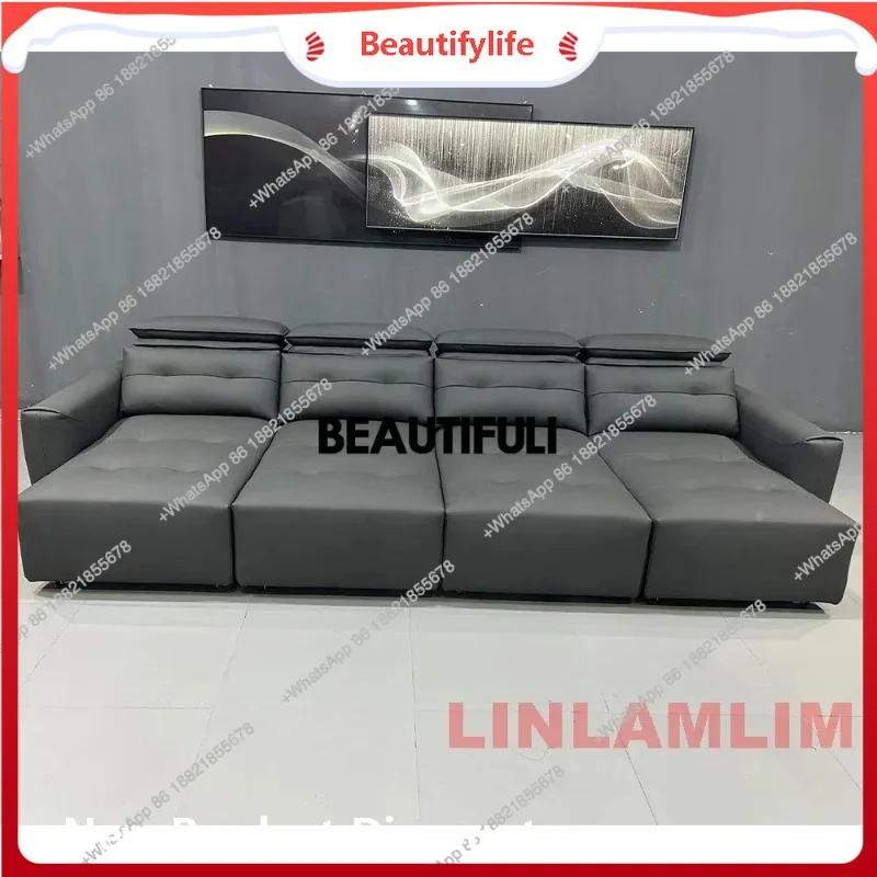 

a48 Modern Convertible Sectional Sofa Bed - Adjustable Headrest, 4-Seater Upholstered Genuine Leather Sleeper Couch