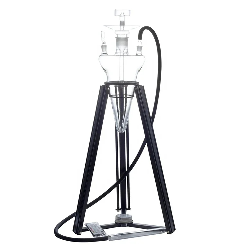 Wholesale Big Smoking Lounge Hookah Clear Mushroom Design Jellyfish Shisha Triangle cone Hookah With Metal Stand Rack