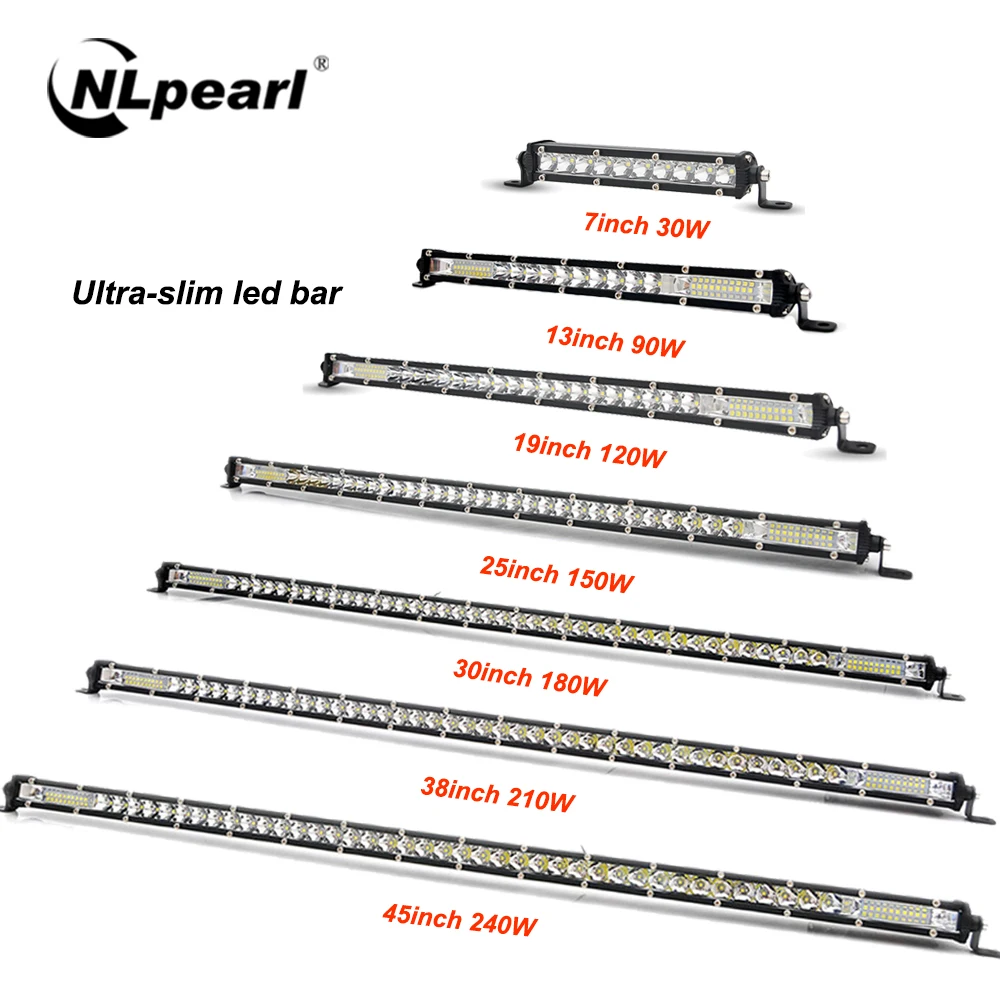 NLpearl Ultra Slim 7-50 Inch LED Light Bar Spot Off Road 4x4 LED Work Light Bar For Jeep Truck ATV SUV Car LED Headlight 12V 24V