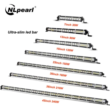NLpearl Ultra Ince 7-50 Inç LED Işık Çubuğu Spot Off Road 4x4 LED Çalışma Işığı Çubuğu Jeep Kamyon ATV SUV Araba LED Far 12V 24V