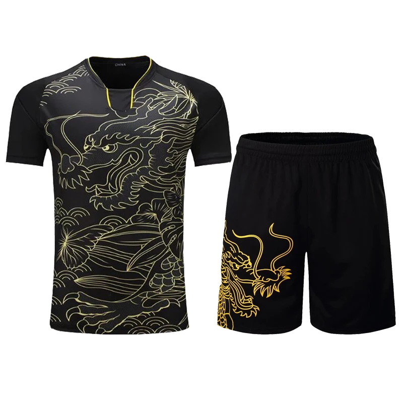 Dragon Print Badminton Table Tennis Clothes Set for Men Women Girls Boys 2023 Hot Sell Kids Adult Ping Pong Tennis Uniform Suit