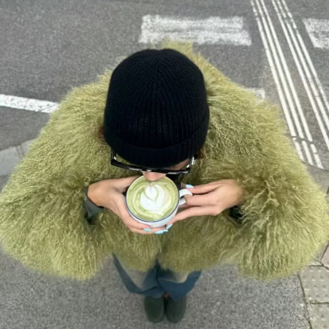 Faux Fur Jacket Short Fashion Warm Fuzzy Coat For Winter Green Black Beige White Camel