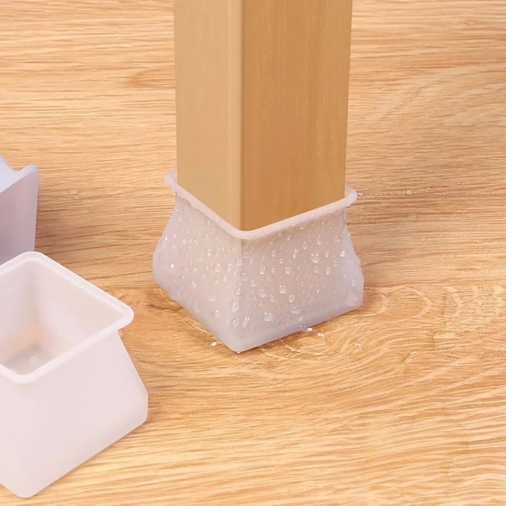 Silicone Table Chair Feet Cover White/ Grey Home Square Table Chair Leg Anti-Scratch Protective Pad Anti-Slip Chair Leg Cap
