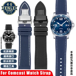 For Longines Comcas L3.742 781 782 Rubber Bracelet Carbon Fiber Nylon Silicone Diving Men's Watch Strap 21mm 22mm 23mm Watchband