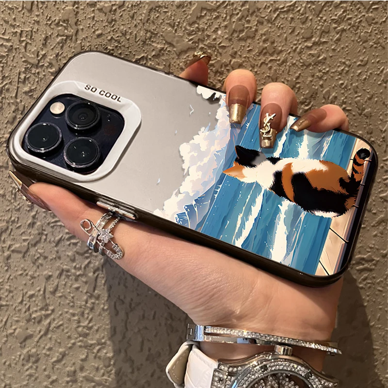 Cute Cat Watching the Sea Phone Case For Xiaomi Redmi Note 13 12 Pro Plus 5G 12S 11S 11 10 10S 9 9S Redmi 12 12C 13C Back Cover image 3