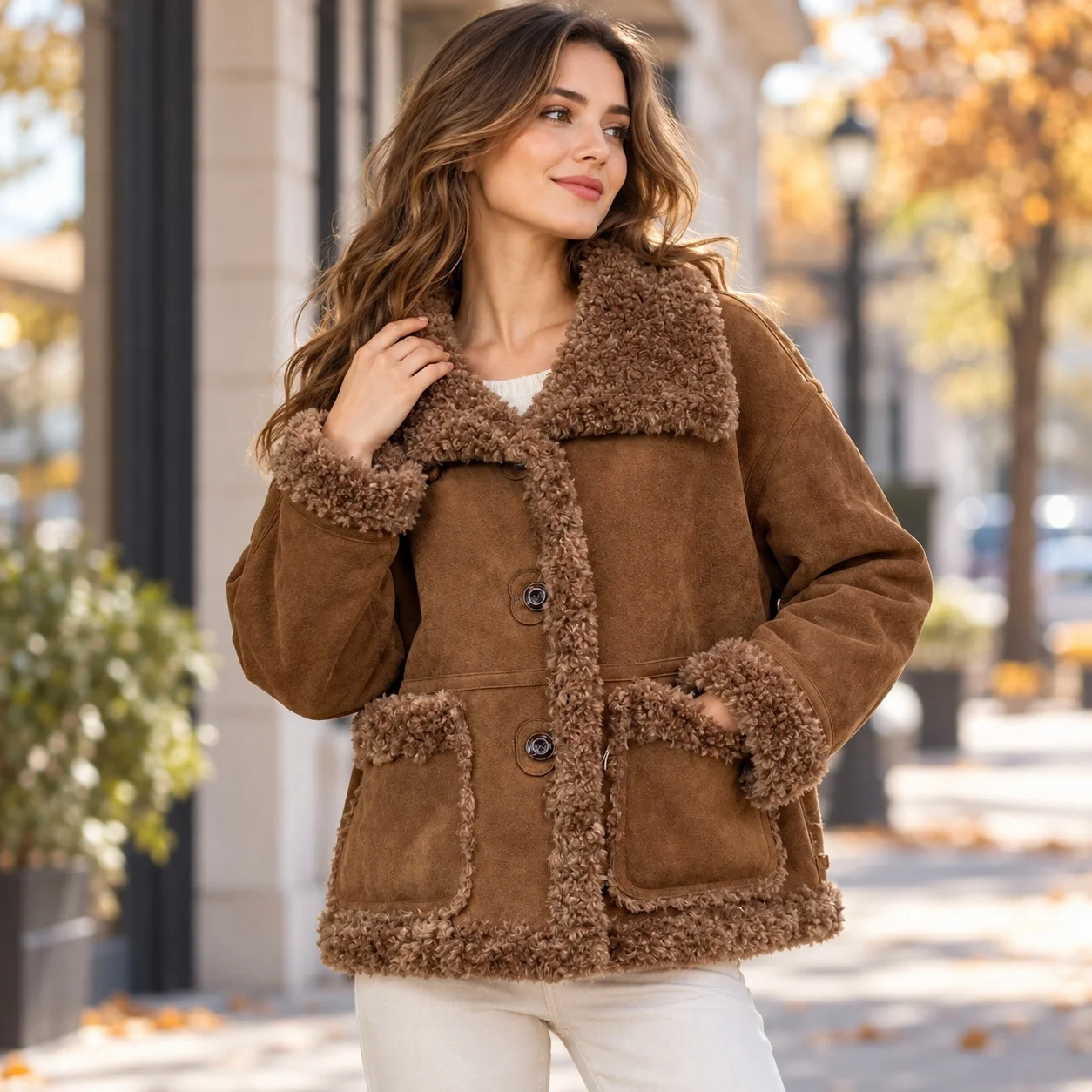 V Neck Loose Fit Coat Elegant Commuter with Long Sleeve Hoodless Raglan Sleeve Autumn Casual Jacket Regular Length Women Coat