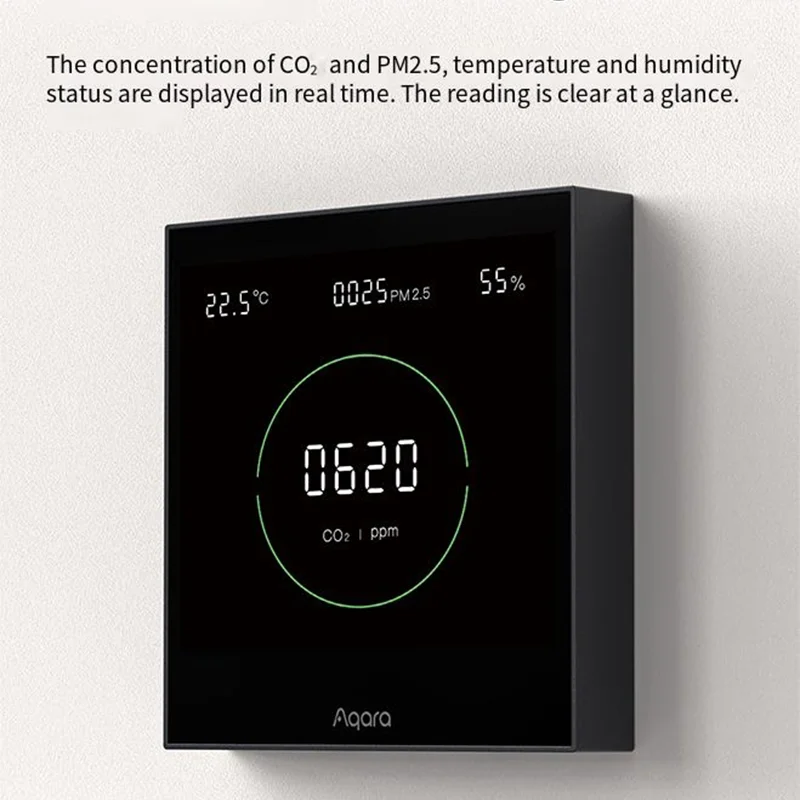 Aqara painel de monitor de qualidade do ar s1 omni direcional ar co2 pm2.5 monitoramento de temperatura e umidade para aqara home app