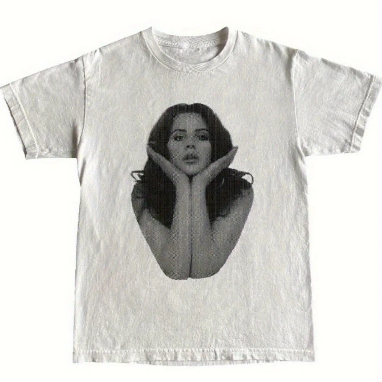 LANA DE REY Men's & Vintage Retro Portrait T-Shirt Unisex Regular Fit Short Sleeve Tee with Signature Brand Logo Design