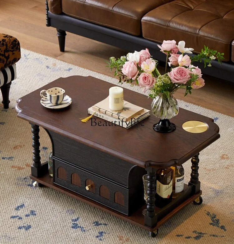 

ls 42 French retro solid wood coffee table household small table balcony large board