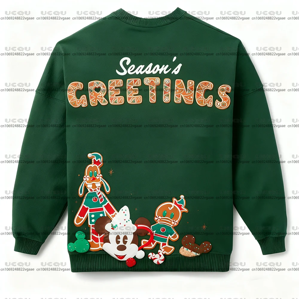 Autumn Winter Adults Tee Santa Mickey Mouse Sweatshirt Hoodie Christmas Disney Jersey Gingerbread Man Y2k Party Top Gift T Shirt