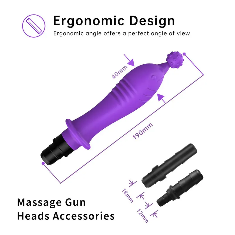 Dolphin shaped silicone massage head, fascia Gun massage head, multi-purpose, fascia gun for 12-13 mm and 18-19 mm interface