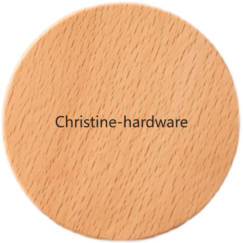 Wardrobe cabinet door handle Modern simple non-punching round drawer wooden log Children's solid wood handle door handle