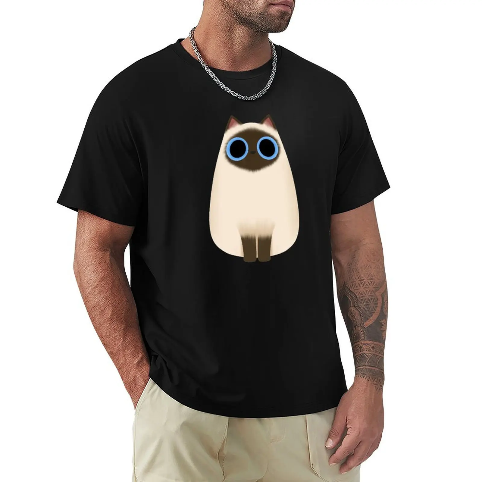 

Siamese Cat T-Shirt Basic Plain Short Sleeve Crew Neck Tee