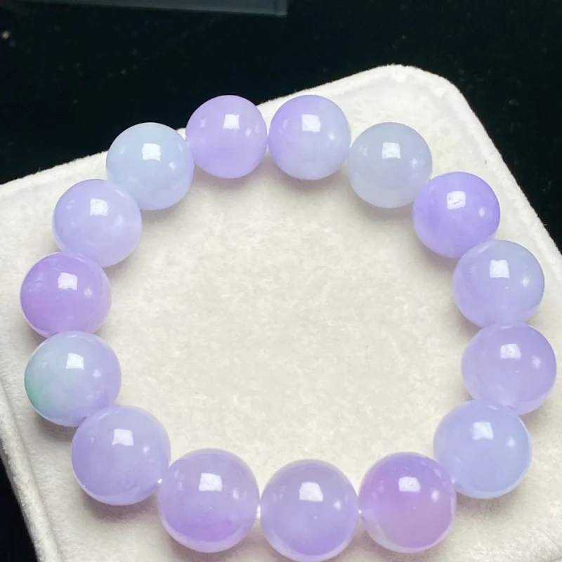 

Ice Waxy Kinds Violet round Beads Women's Lavender Bracelet Natural Emerald Jade