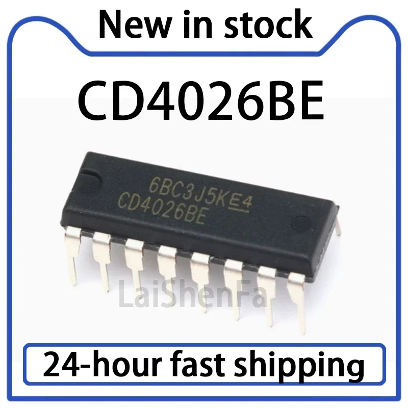 10PCS CD4026BE Inline DIP-16 Logic Chip Decimal Counting/divider Chip in Stock