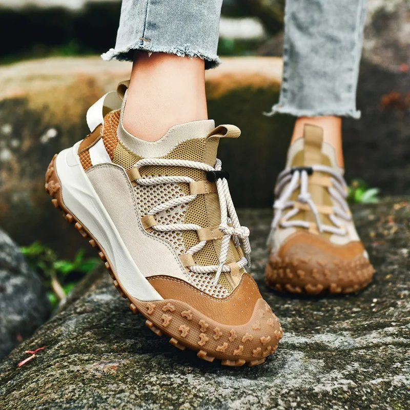 

2026 New Outdoor Hiking Shoes Couple Thick Sole Non-slip Walking Sneakers Lightweight One Foot Slip On Casual Shoes For MenWomen