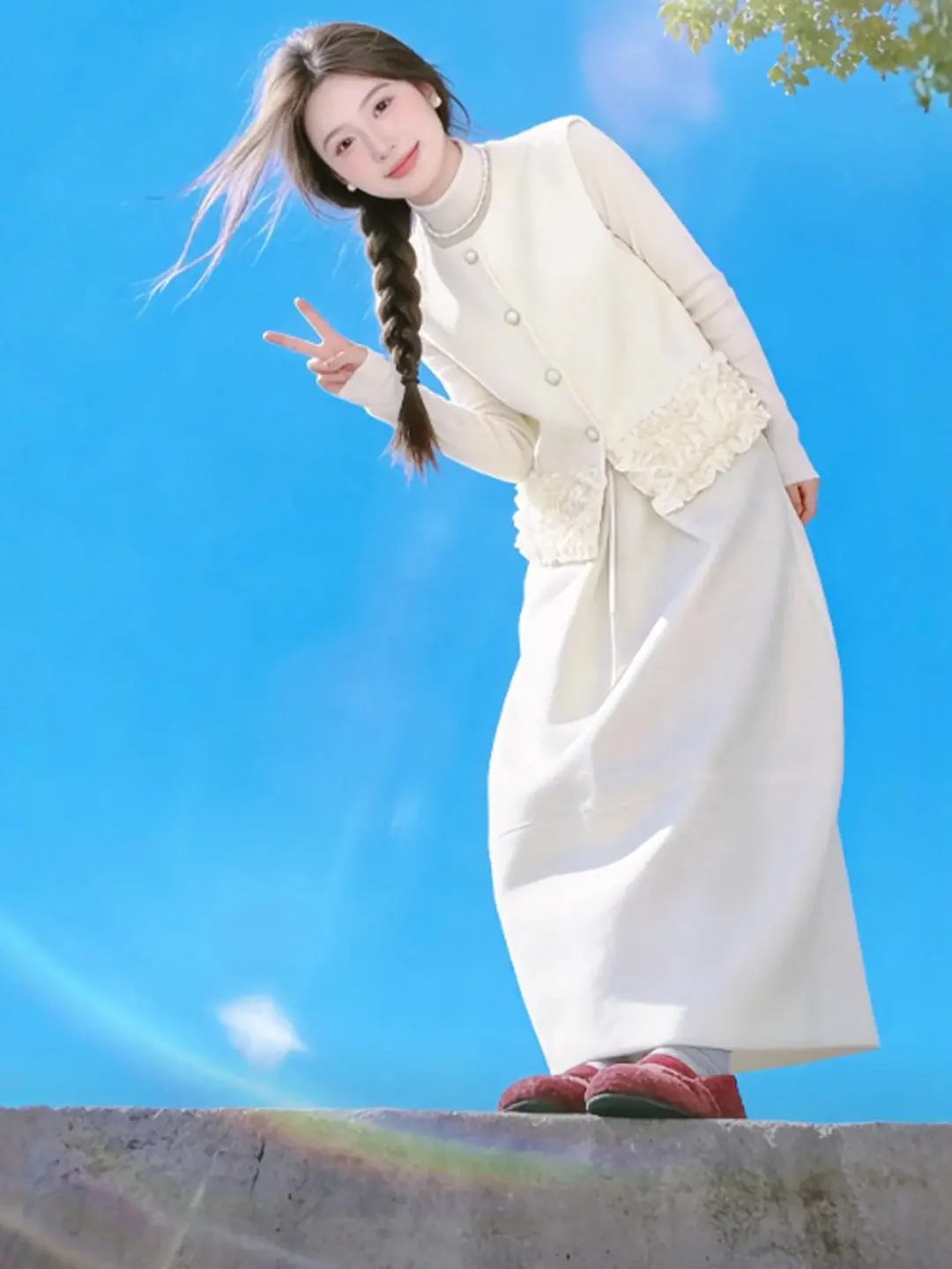 

Korean Sle Lazy Chic Vest Base irt f Skirt Tee Piece Set Anti Aging Whole Outfit Winter Casual Comfortable Cotton