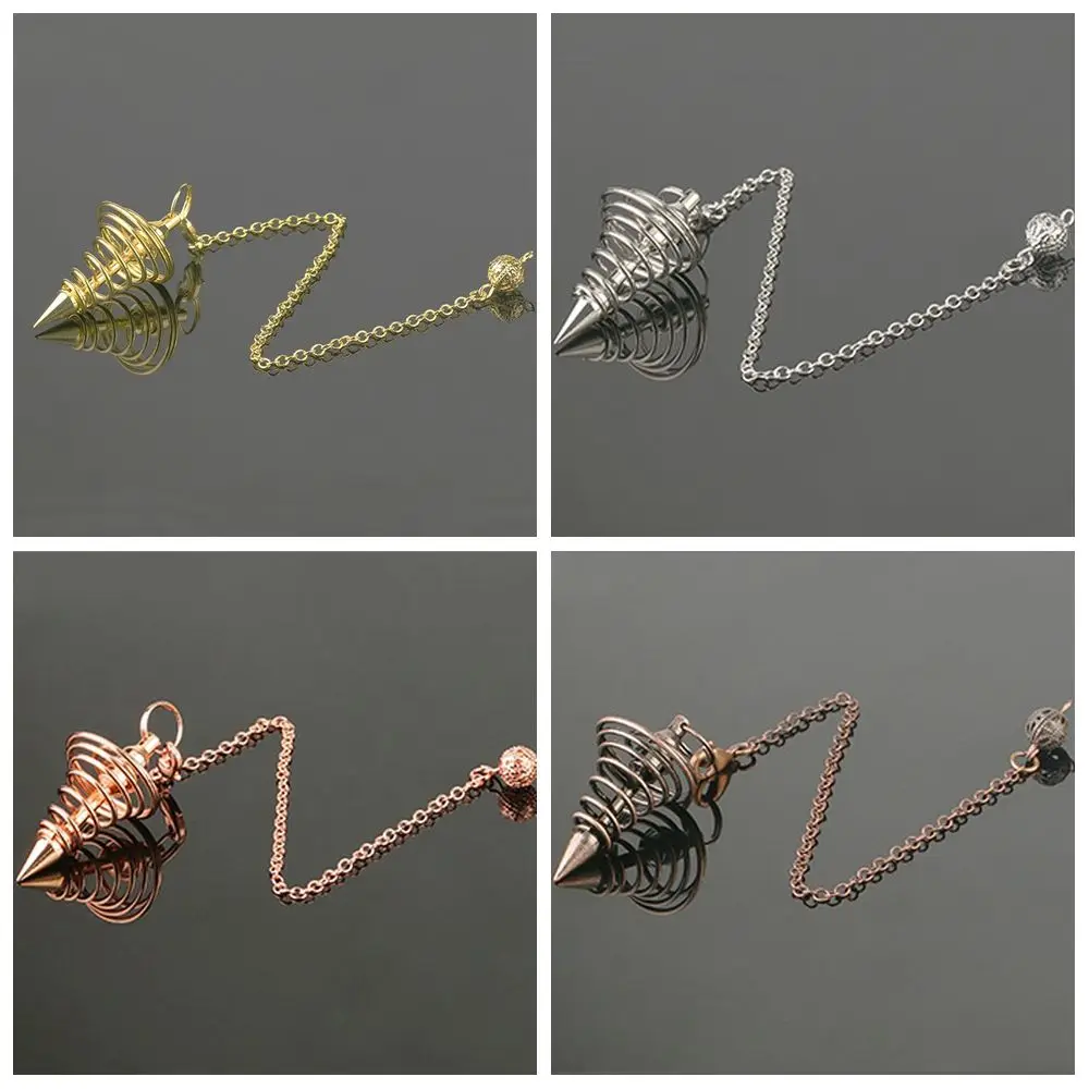 Metal Pendulum Pendulo Radiestesia Pendulums for Dowsing Spiral Cone Antique Gold Silver Color Pyramid Pendule Reiki