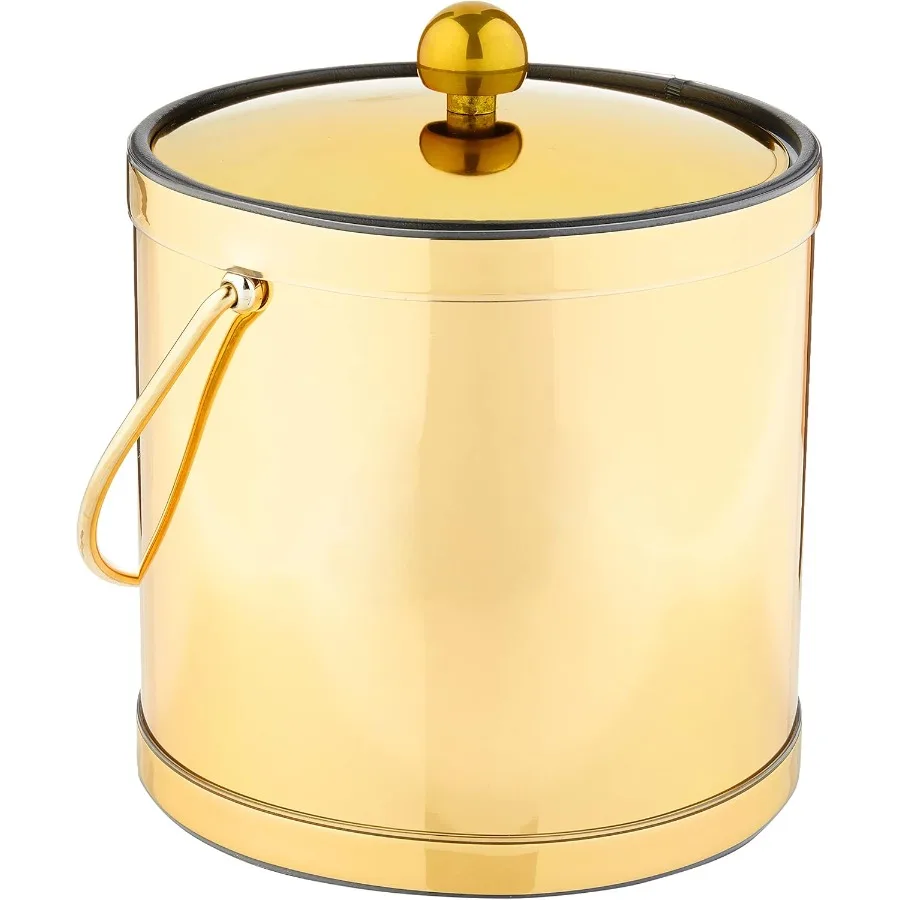 

Ведро для льда из майлара, полированная латунь, цвет с металлической крышкой, конструкция с двойными стенками, сделано в США.