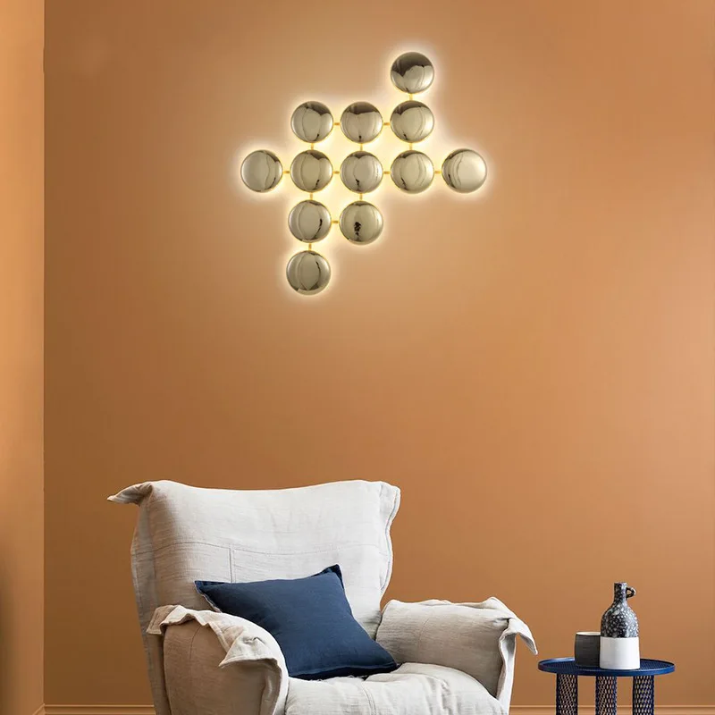 Modern Home Decoration Living Room Wall Lamp Art Light Luxury Metal Wall Sconce Hotel Villa Background Led Lights Mirror Lampe