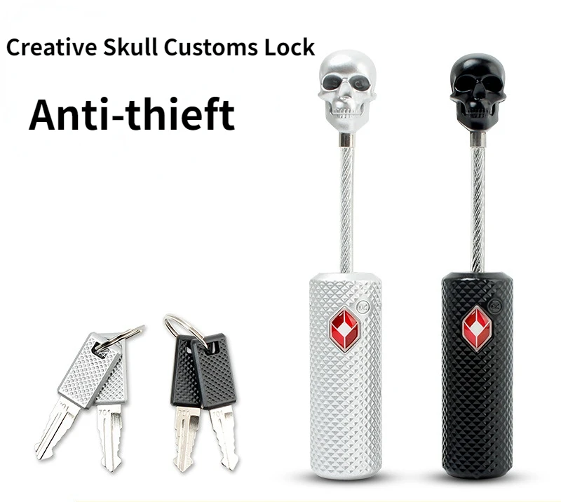 Creative Skull Customs Code Lock Wire Rope Customs Padlock Combination Lock Anti-theft Code Padlock Password Lock