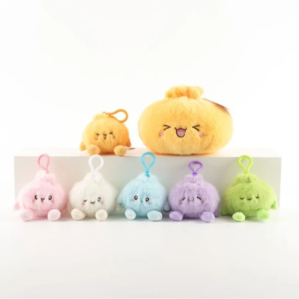 New Soft Fluffy Bun Keychain Simulated Food with Loop Steamed Bun Keychain Squeezable Bag Decoration Backpack Accessory