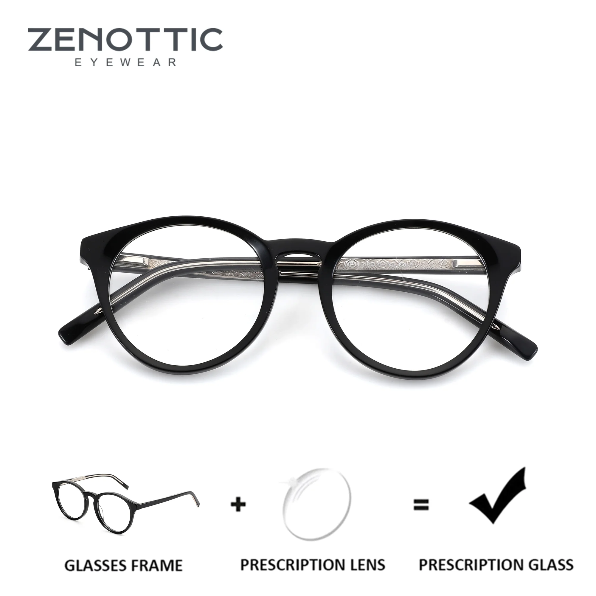 

ZENOTTIC (S Size) Acetate Round Prescription Glasses Man Women Progressive Optical Lenses Photochromic Eyewear