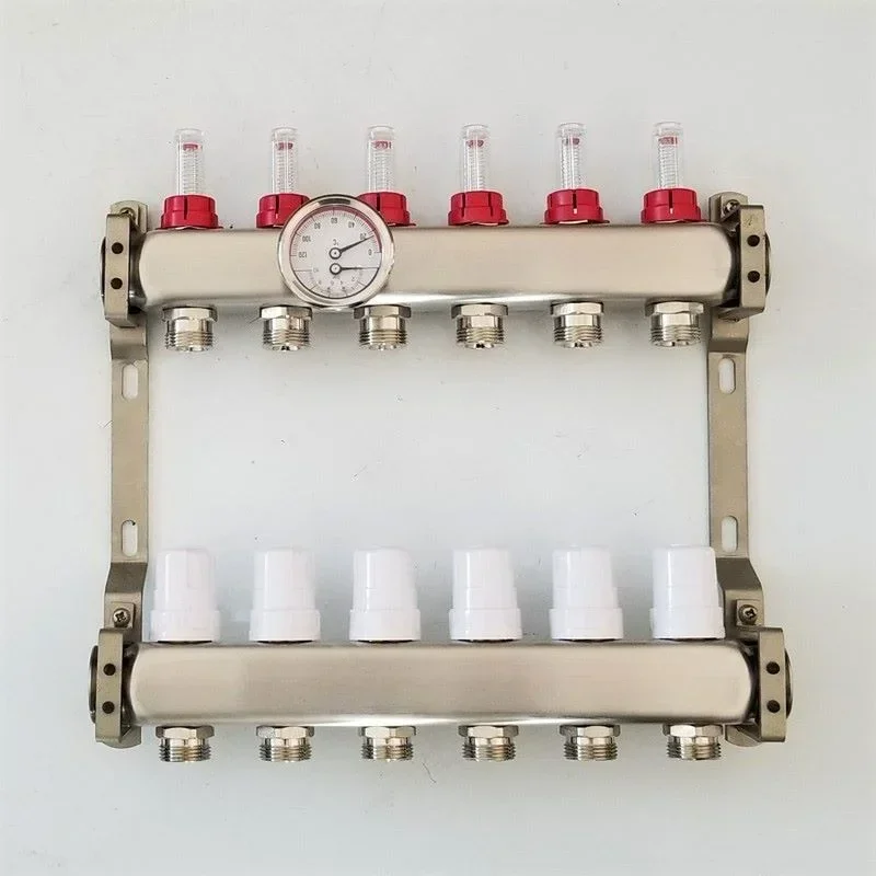 

Stainless Steel Manifold with gauges pressure and temperature gauges for Floor Heating