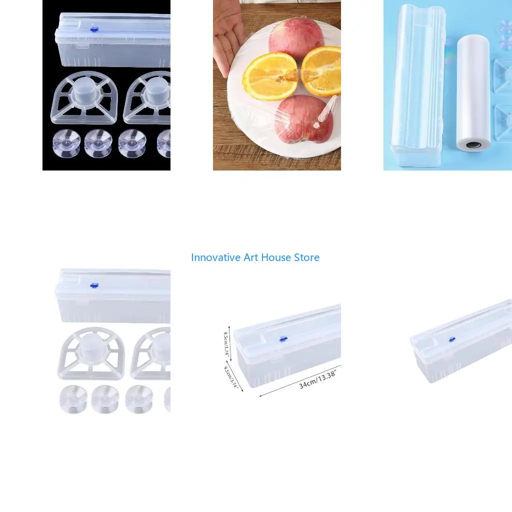 E1PC Home Wrap Dispenser with Slide Cutter Cling Film Wrap Dispenser Plastic for Sharp Cutter Storage Holder Kitchen Too