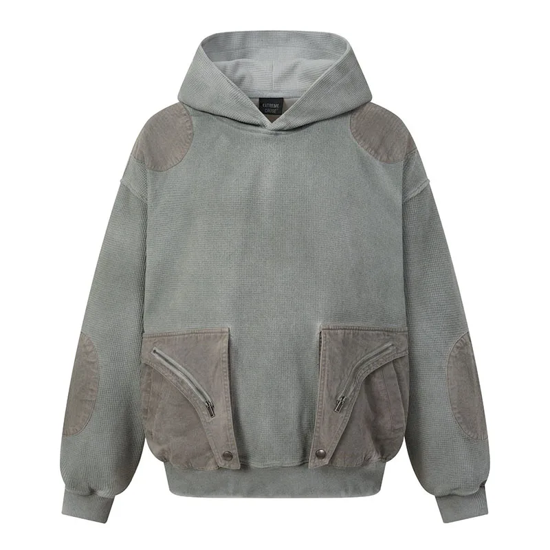 Hip Hop Irregular Patchwork Techwear Jackets Coats Harakuju Streetwear Fashion Pullover Hoodies For Male Oversized