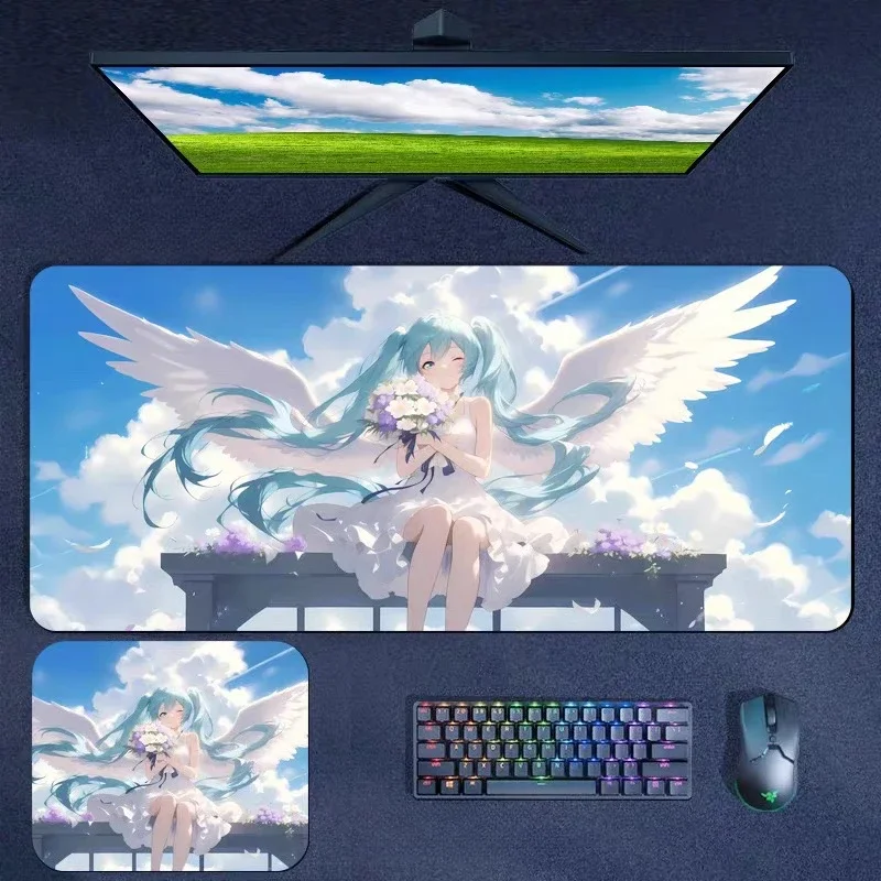 New Fashion Anime Hatsune Miku Leather Mouse Pad Cute Second Dimensional Game Boys and Girls E-sports Special Computer Table Mat