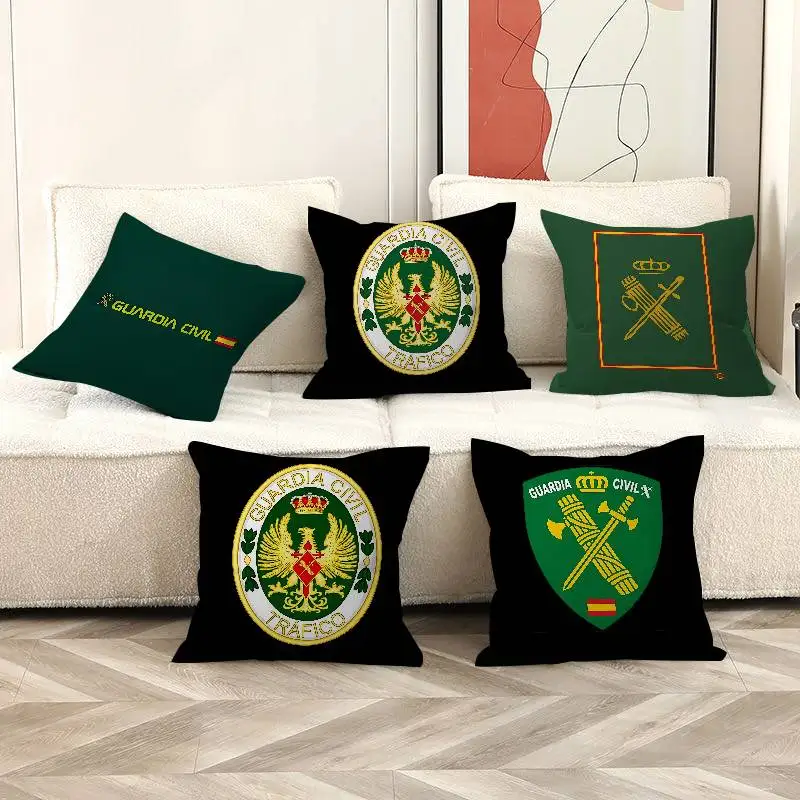 S-Spanish C-Civil G-Guard Office Cushion Pillowcase Car Cushion Cover45X45CM Lumbar Pillowcase Sofa Pillowcover