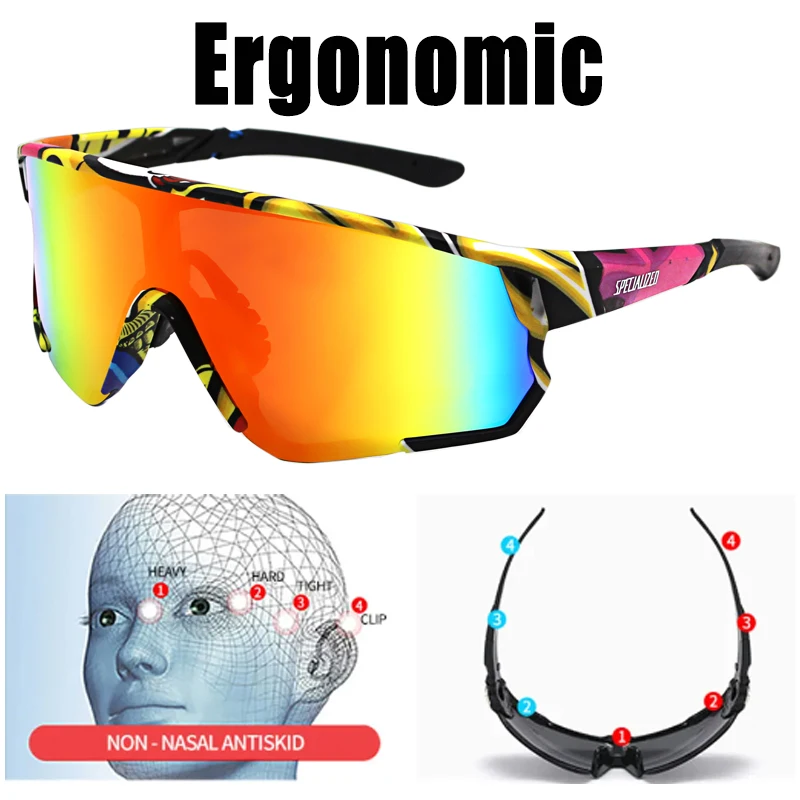 Cycling Glasses Women Men UV400 Mirror Sports Sunglasses Wraparound Biking Goggles Running Hiking Golf Fishing Driving with Box