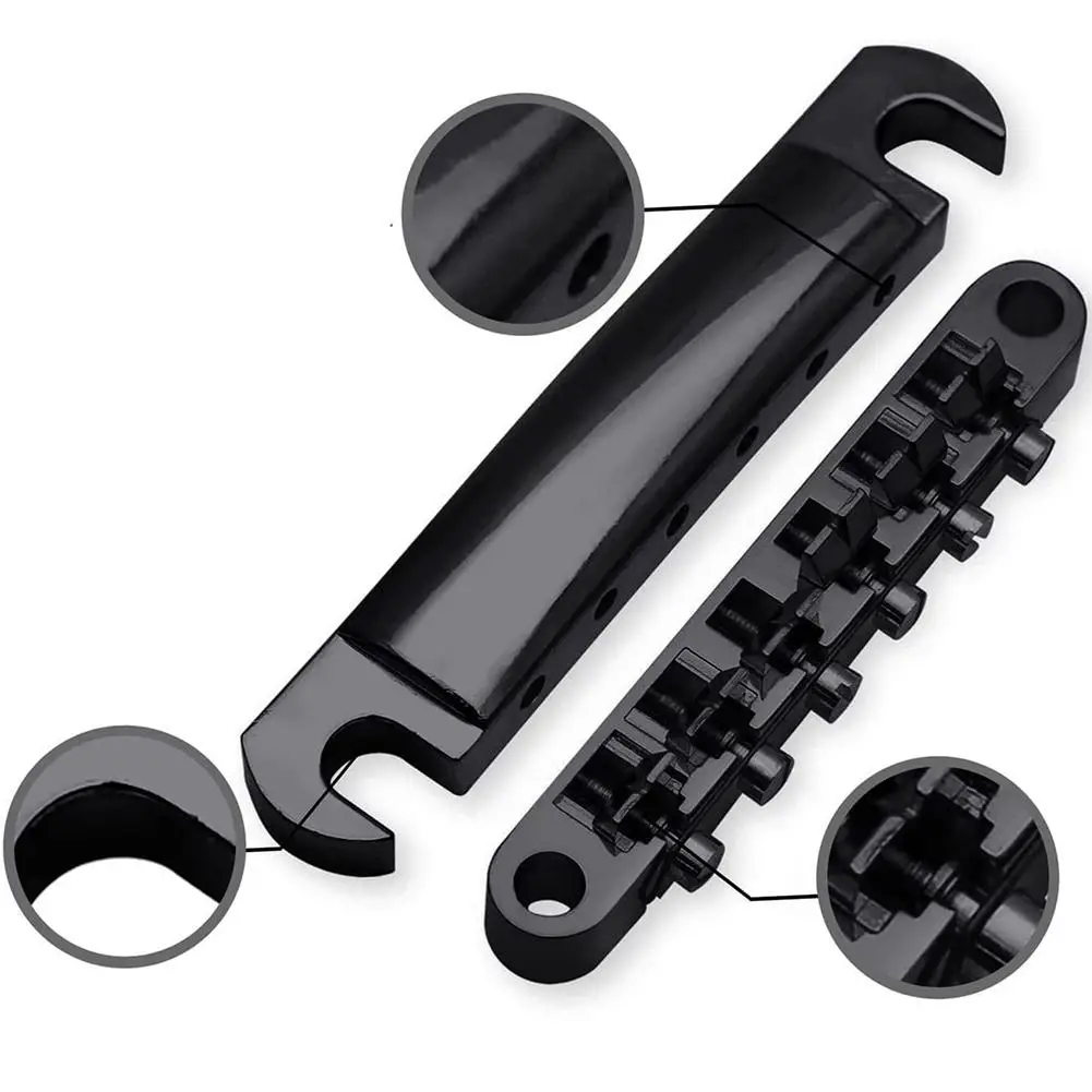 1 Set Guitar Bridge Tailpiece Kit With Studs Upper Lower String Bridge Compatible For Les Paul Sg Electric Guitar